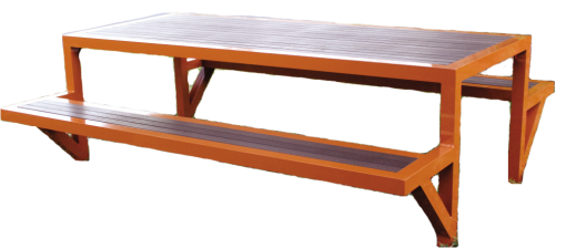 Custom Faux Teak Picnic Table With Attached Seats